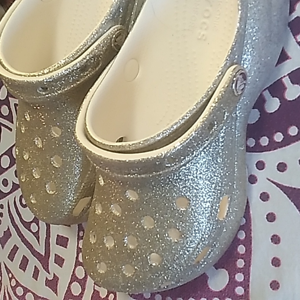 Crocs platform GOLD AND SILVER
